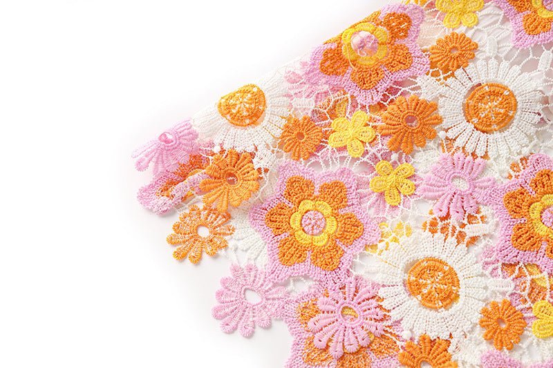 Daria Floral Lace Midi Skirt - High - Waisted Fit - Intricate Embroidery and Scalloped Hem