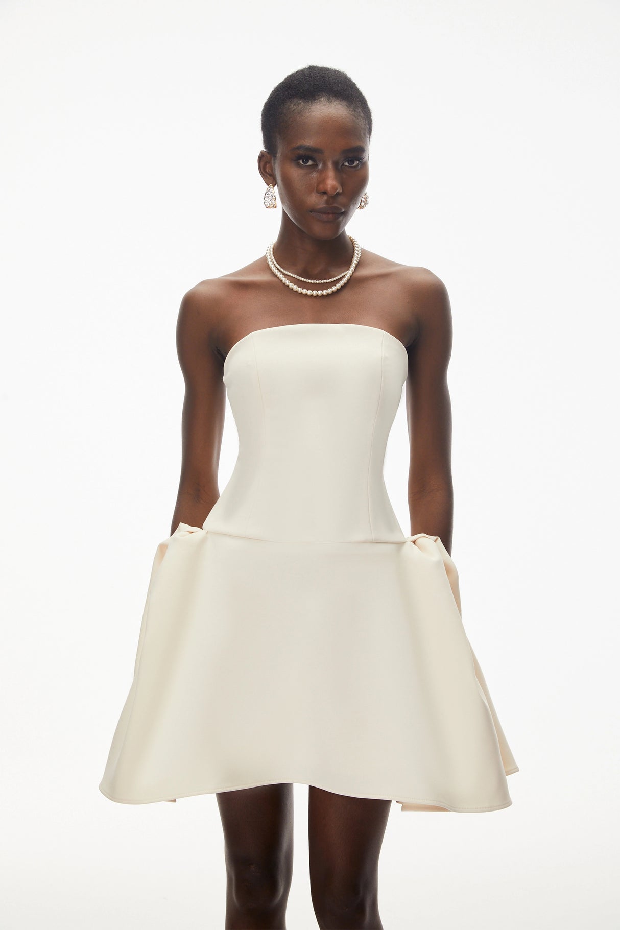 Daryna Ivory Cinched Waist Mini Dress
