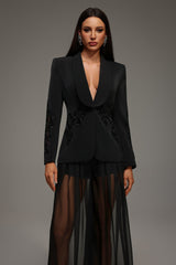 Dayana Black Sequin V-Neck Maxi Dress