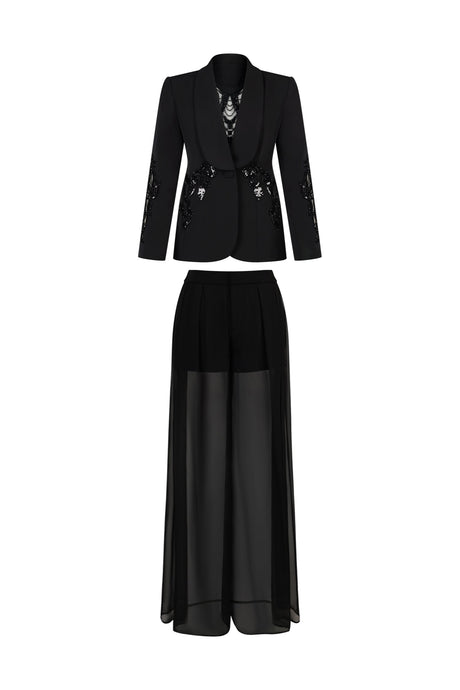Dayana Black Sequin V-Neck Maxi Dress