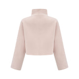 Dayana Coat - Faux fur detailing - Mock neck - Crystal - embellished buttons - Cropped