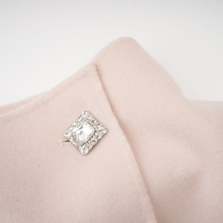 Dayana Coat - Faux fur detailing - Mock neck - Crystal - embellished buttons - Cropped