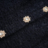 Dayana Maxi Dress Navy Blue Detachable Skirt Crystal Buttons