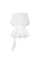 Dayana White Off-the-Shoulder Ruffled Mini Dress with Floral Detailing