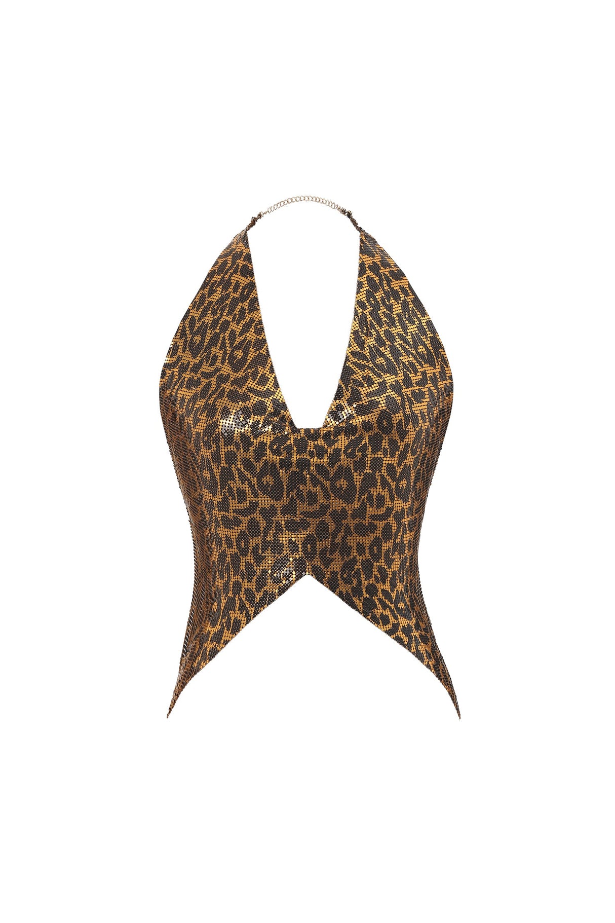 Debora Gold Leopard Print V-Neck Dress with Cut-Out Detailing and Asymmetrical Hemline