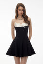 Deborah Black Color Block Mini Dress with Bow Detail