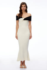 Deborah White Cross Front Maxi Dress with Fishtail Hem