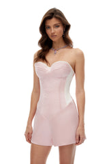 Deirdre Pink Corset Detail Satin Playsuit