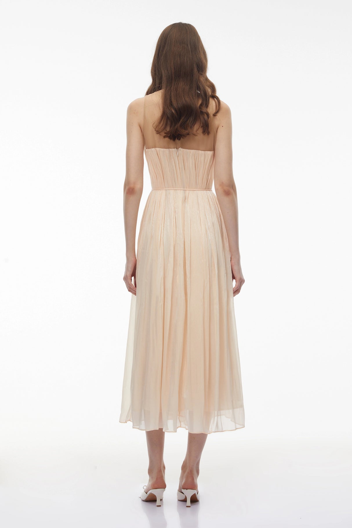 Deirdre Pink Embellishment Ruched Midi Dress
