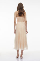 Deirdre Pink Embellishment Ruched Midi Dress
