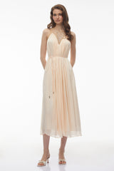 Deirdre Pink Embellishment Ruched Midi Dress