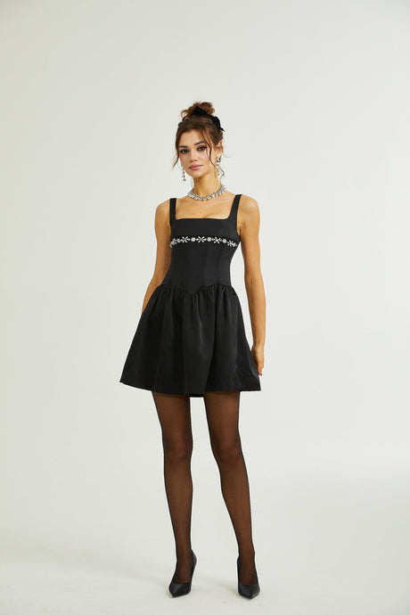 Delia embellished flared dress