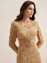 Delia Midi Dress - Round Neck - High Waist - A Line - Elegant