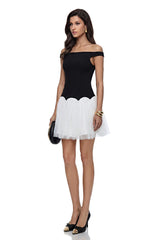 Delilah Black Color Block Pleated Mini Dress