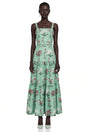 Delilah Green Floral Print Midi Dress with Spaghetti Straps