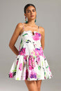 Delilah White Floral Print Sweetheart Neckline Dress