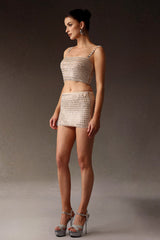 Delizia Beige Figure-Hugging Dress Soft Stretchy Fabric Chic Modern Design Elegant Neckline