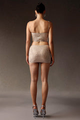 Delizia Beige Figure-Hugging Dress Soft Stretchy Fabric Chic Modern Design Elegant Neckline