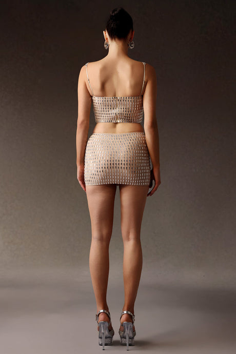 Delizia Beige Figure-Hugging Dress Soft Stretchy Fabric Chic Modern Design Elegant Neckline
