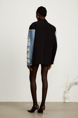 Delizia Denim Blazer - Peak Lapels - Ripped Detailing - Fringed Design - Buttoned Cuffs