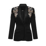 Delphine black embellished jacket  trousers matching set