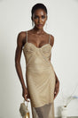 Delphine crystalembellished gold midi dress