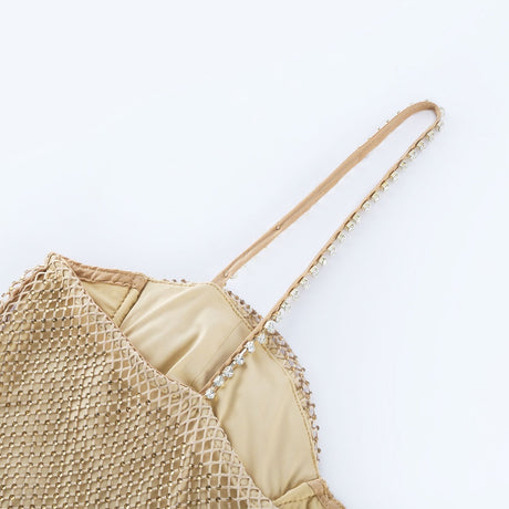 Delphine crystalembellished gold midi dress