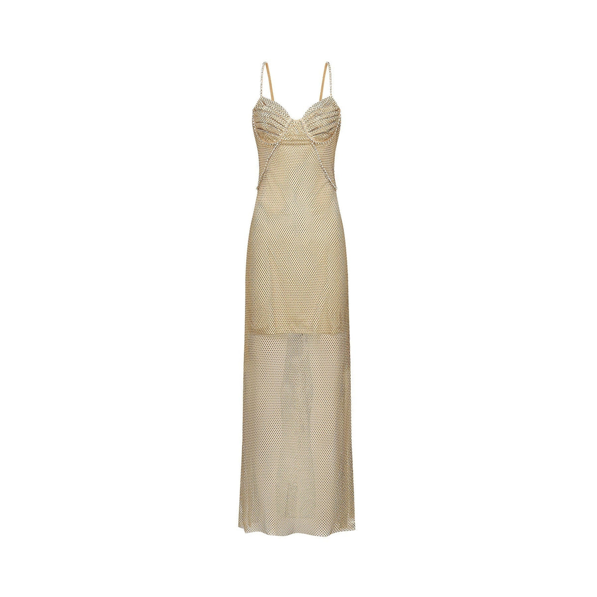 Delphine crystalembellished gold midi dress