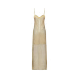 Delphine crystalembellished gold midi dress