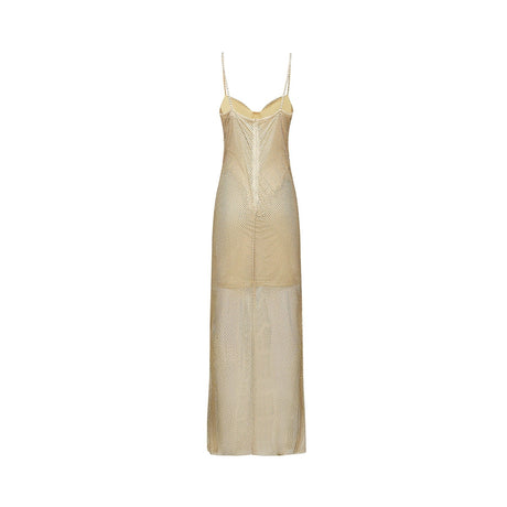 Delphine crystalembellished gold midi dress