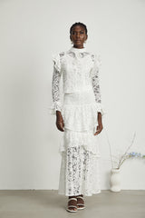 Delphine ruffled cutout top  skirt matching set