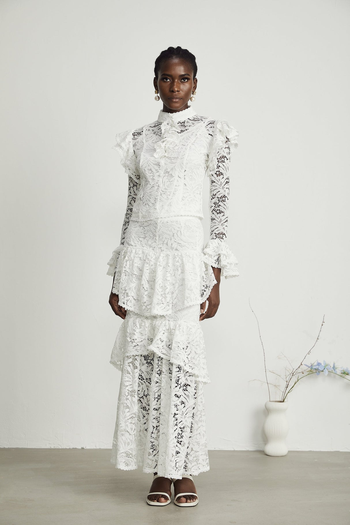 Delphine ruffled cutout top  skirt matching set