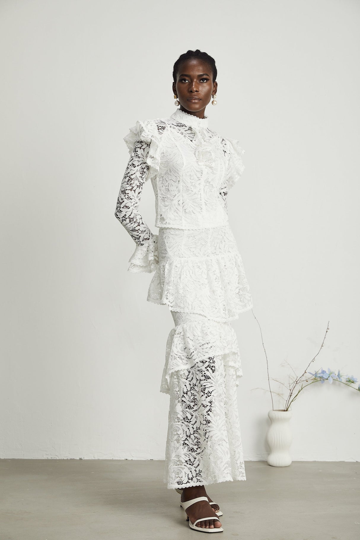 Delphine ruffled cutout top  skirt matching set