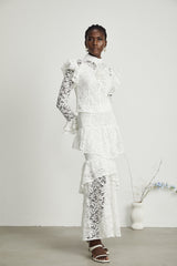 Delphine ruffled cutout top  skirt matching set