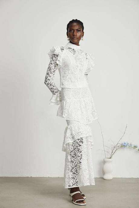 Delphine ruffled cutout top  skirt matching set