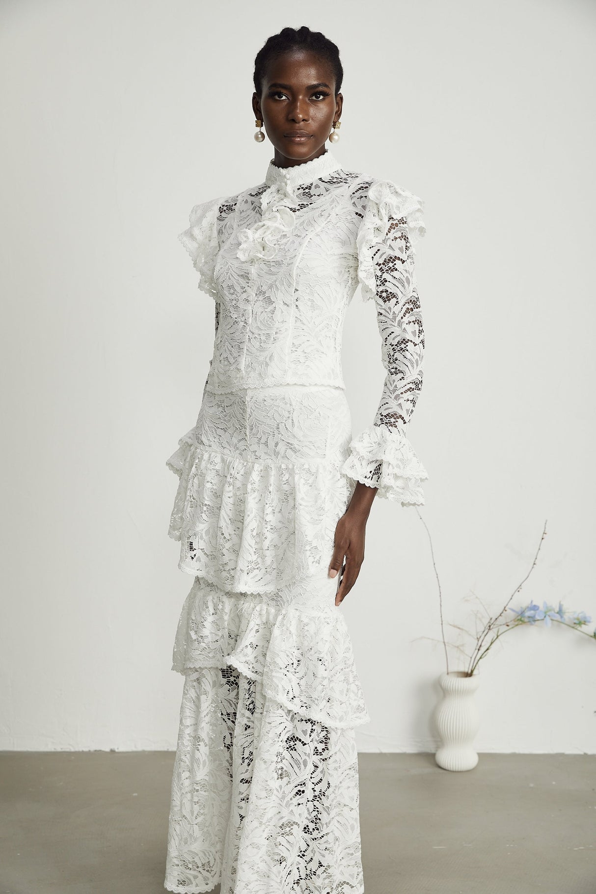 Delphine ruffled cutout top  skirt matching set