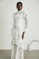 Delphine ruffled cutout top  skirt matching set