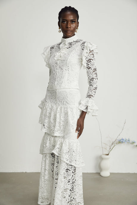 Delphine ruffled cutout top  skirt matching set