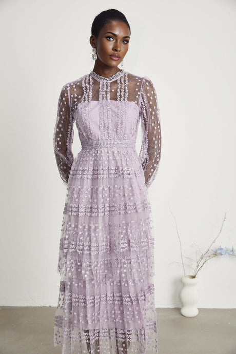 Delphine semisheer layered midi dress