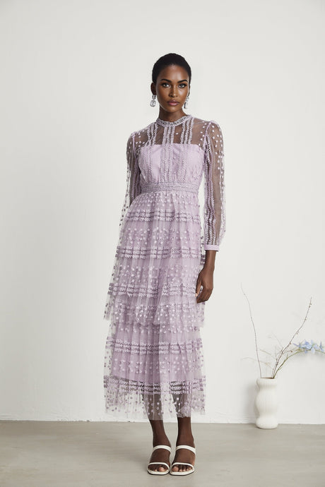 Delphine semisheer layered midi dress