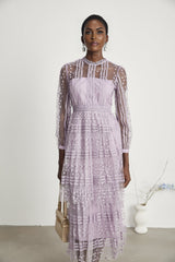 Delphine semisheer layered midi dress