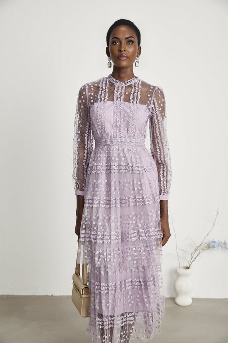 Delphine semisheer layered midi dress