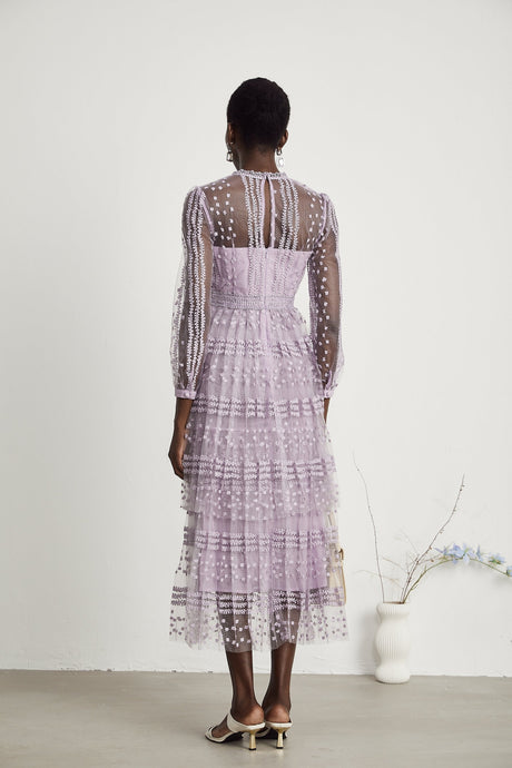 Delphine semisheer layered midi dress