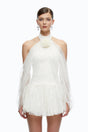 Delphine White Halterneck Lace Mini Dress