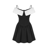 Deniece offtheshoulder black mini dress
