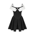Deniece offtheshoulder black mini dress