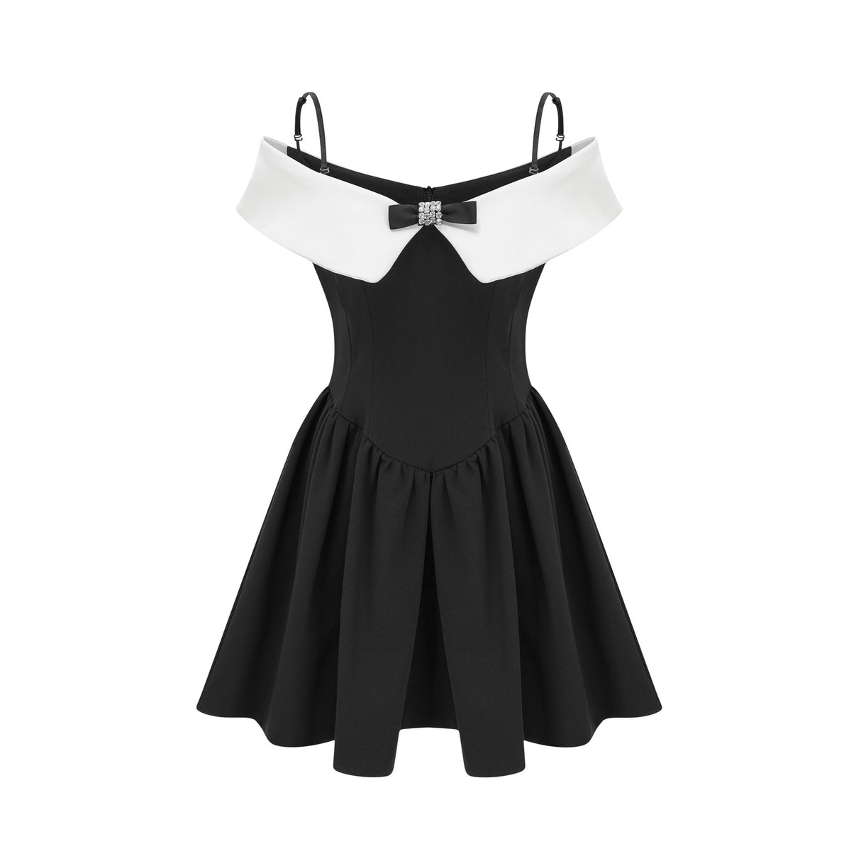 Deniece offtheshoulder black mini dress
