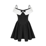 Deniece offtheshoulder black mini dress