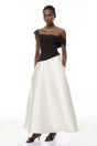Denisa Black Color Blocked Satin Maxi Dress