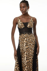 Denisa Brown Leopard Print Maxi Dress